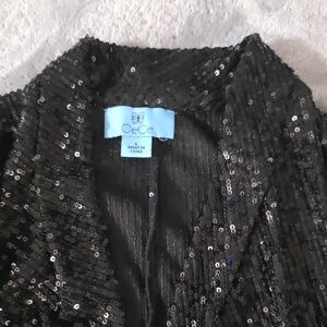 CeCe Shimmering Black Sequin Blazer